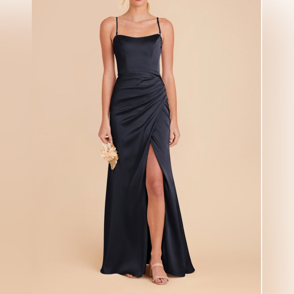 Birdie Grey matte satin navy Anne dress size large